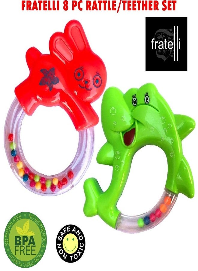 FRATELLI Newborn Acrylonitrile Butadiene Styrene Baby Teether & Rattles Pack [ 7Pcs] New,Multicolor - Image 3